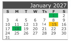 District School Academic Calendar for Fairview Elementary for January 2027