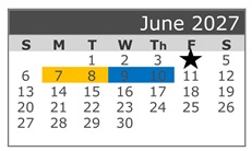 District School Academic Calendar for Fairview Elementary for June 2027