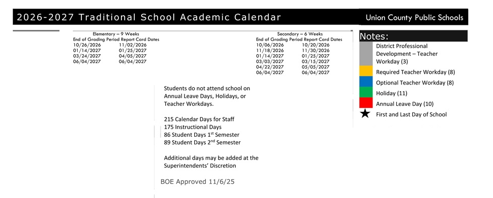District School Academic Calendar Key for Fairview Elementary