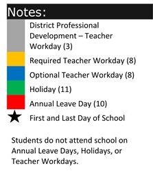 District School Academic Calendar Legend for Fairview Elementary