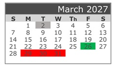 District School Academic Calendar for Fairview Elementary for March 2027