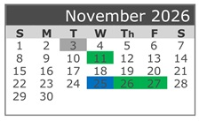 District School Academic Calendar for Fairview Elementary for November 2026