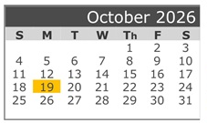 District School Academic Calendar for Fairview Elementary for October 2026