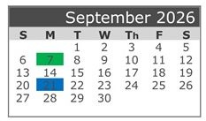 District School Academic Calendar for Fairview Elementary for September 2026