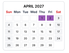 District School Academic Calendar for Beck Centennial Elementary School for April 2027