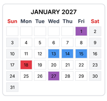 District School Academic Calendar for Beck Centennial Elementary School for January 2027
