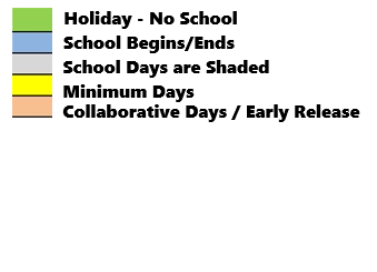 District School Academic Calendar Legend for Cooper Elementary