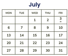 District School Academic Calendar for Avalon Elementary for July 2026
