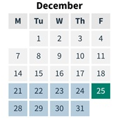 District School Academic Calendar for Hope for December 2026