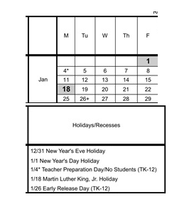 District School Academic Calendar for Valley Center Independent Study School for January 2027