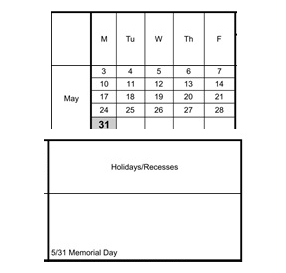 District School Academic Calendar for Valley Center Independent Study School for May 2027