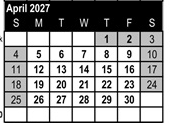 District School Academic Calendar for Foster (E.P.) Elementary for April 2027