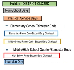District School Academic Calendar Legend for Foster (E.P.) Elementary