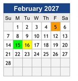 District School Academic Calendar for Dana Road Elementary for February 2027