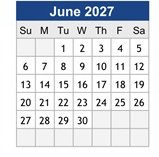 District School Academic Calendar for Dana Road Elementary for June 2027