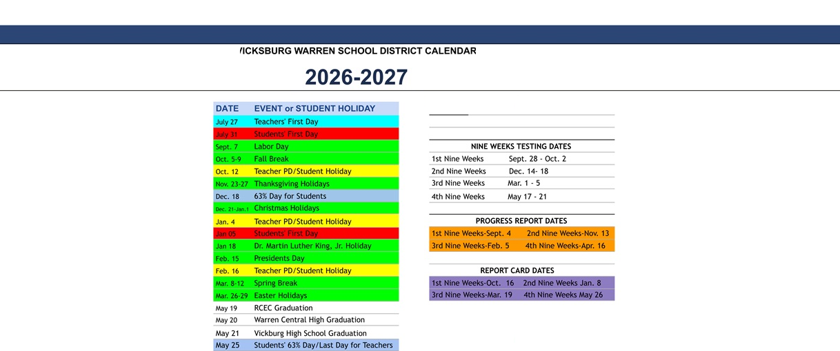 District School Academic Calendar Key for Dana Road Elementary