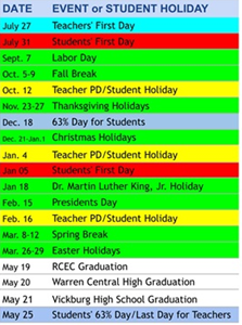 District School Academic Calendar Legend for Dana Road Elementary