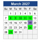 District School Academic Calendar for Dana Road Elementary for March 2027