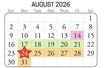 District School Academic Calendar for Providence Elementary for August 2026