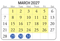 District School Academic Calendar for Providence Elementary for March 2027