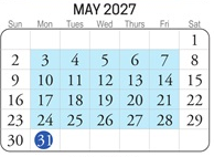 District School Academic Calendar for Providence Elementary for May 2027