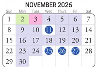 District School Academic Calendar for Providence Elementary for November 2026
