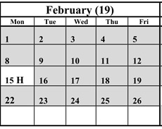 District School Academic Calendar for River Bend (oh) for February 2027