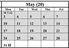 District School Academic Calendar for River Bend (oh) for May 2027