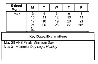 District School Academic Calendar for Grapevine Elementary for May 2027