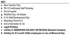 District School Academic Calendar Legend for Maple Hill Elementary