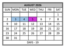 District School Academic Calendar for Tennyson Elementary School for August 2026