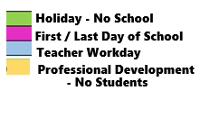 District School Academic Calendar Legend for Tennyson Elementary School