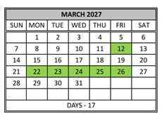 District School Academic Calendar for Tennyson Elementary School for March 2027
