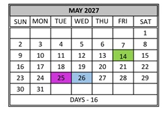 District School Academic Calendar for Tennyson Elementary School for May 2027