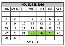 District School Academic Calendar for Tennyson Elementary School for November 2026