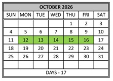 District School Academic Calendar for Tennyson Elementary School for October 2026