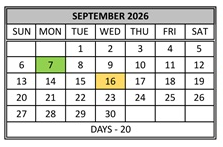 District School Academic Calendar for Tennyson Elementary School for September 2026
