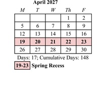 District School Academic Calendar for Potowomut School for April 2027