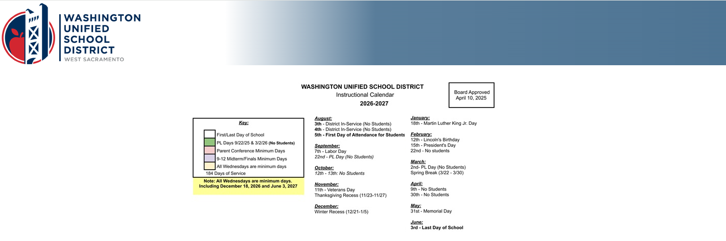 District School Academic Calendar Key for West Sacramento School For Independent Study