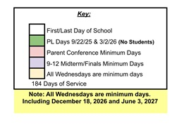 District School Academic Calendar Legend for West Sacramento School For Independent Study