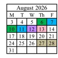 District School Academic Calendar for Riverside School for August 2026
