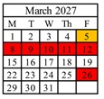 District School Academic Calendar for Riverside School for March 2027