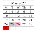 District School Academic Calendar for Riverside School for May 2027