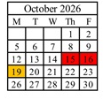 District School Academic Calendar for Riverside School for October 2026