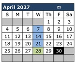 District School Academic Calendar for Palo Verde Middle School for April 2027
