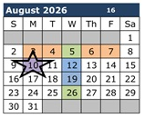 District School Academic Calendar for Palo Verde Middle School for August 2026