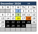 District School Academic Calendar for Palo Verde Middle School for December 2026