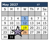 District School Academic Calendar for Palo Verde Middle School for May 2027