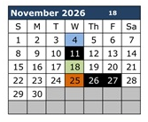 District School Academic Calendar for Palo Verde Middle School for November 2026