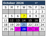District School Academic Calendar for Palo Verde Middle School for October 2026